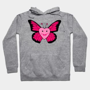 Happy Pink Heart Butterfly Hoodie